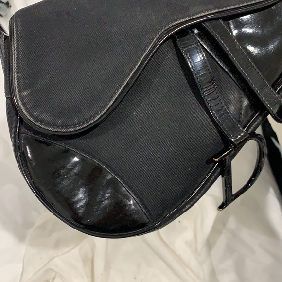Christian Dior Canvas Patent Calfskin Saddle Bag - Picture 11 of 12